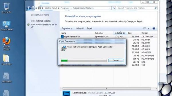Uninstall XSplit Gamecaster 1.9.1409.2316 on Windows 7
