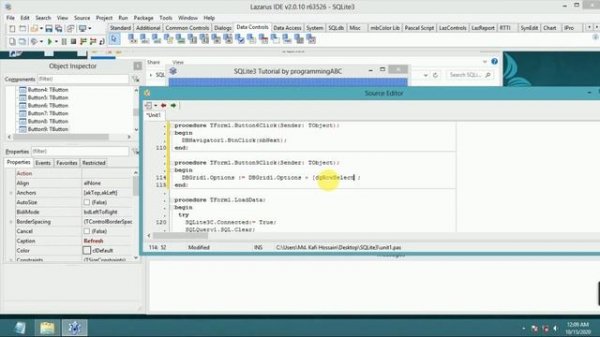 Lazarus IDE (SQLite3) : Delete, Update, Refresh etc (Final Part)