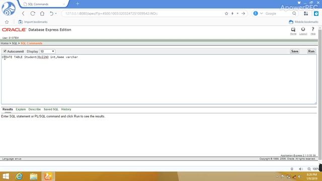 create table using Database management with Oracle 10g смотреть онлайн