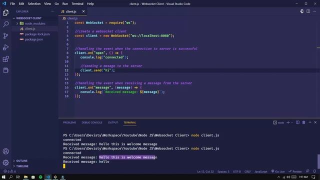 Create Websocket Client using Node.js смотреть онлайн