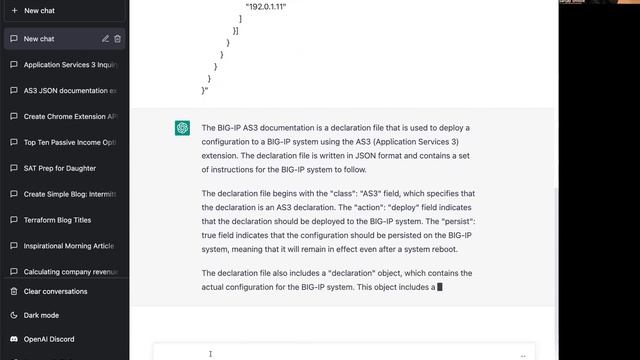 ChatGPT to document BIG-IP AS3 JSON смотреть онлайн