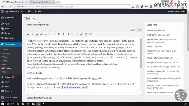 AMPINSTANT SPINTAX - AMP WordPress Theme смотреть онлайн