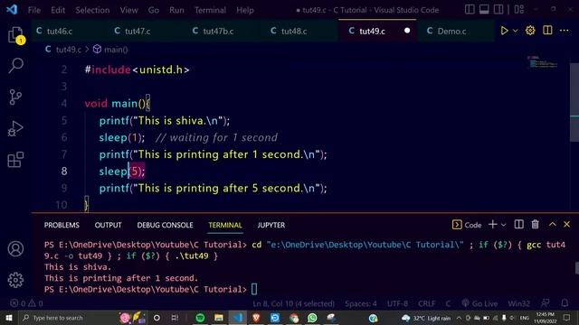 sleep() and clear precious output In C Language for the Absolute Beginners: C Tutorial In Hindi #49 смотреть онлайн