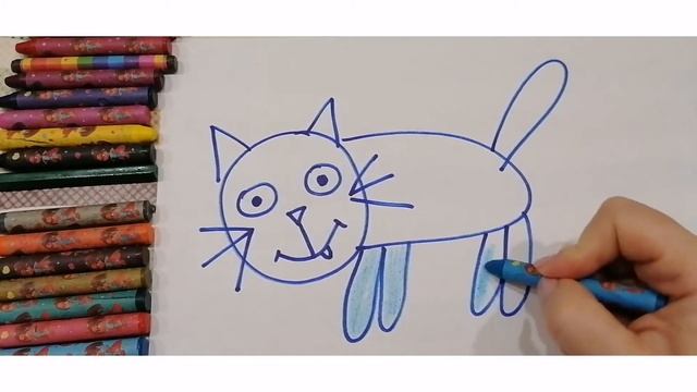 Как просто нарисовать кота. Уроки рисования для малышей. смотреть онлайн