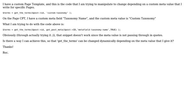 Wordpress: Can I use a Custom Meta Value inside of 'get_the_terms'? смотреть онлайн