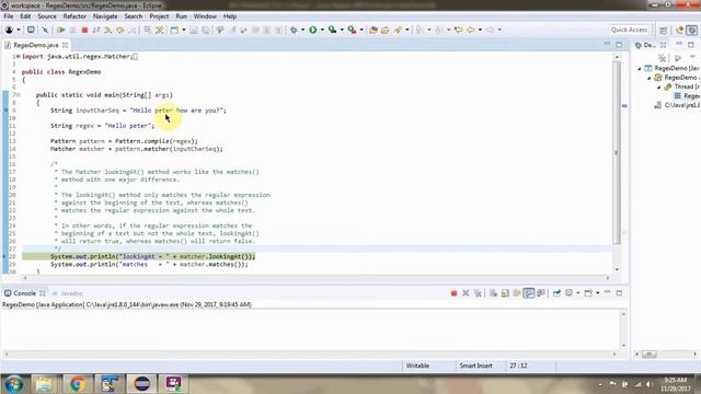 What is the difference between lookingAt and matches methods of matcher class? | Regex in java смотреть онлайн