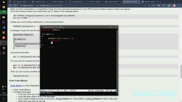 Compile C Source Code On Windows 10 | MinGW GCC G++ смотреть онлайн