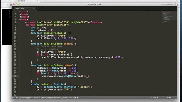 Animación estilo matrix en HTML y CANVAS (Parte 2) смотреть онлайн