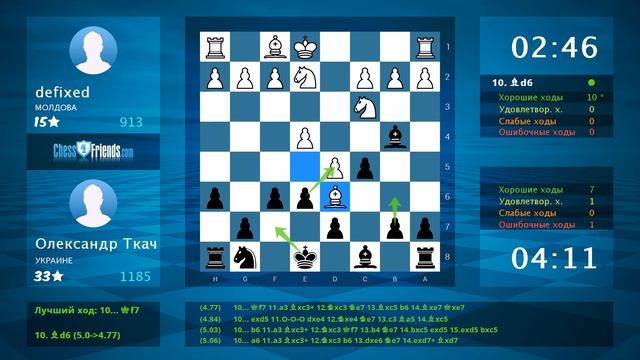 Анализ шахматной партии: defixed - Олександр Ткач, 0-1 (по ChessFriends.com) смотреть онлайн