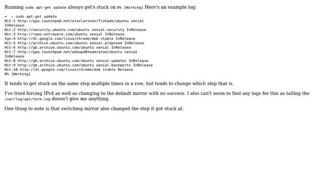 Ubuntu: sudo apt-get update stuck at 0% [Working] смотреть онлайн
