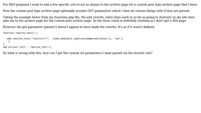 Wordpress: url rewrite parsing a custom url parameter not working смотреть онлайн