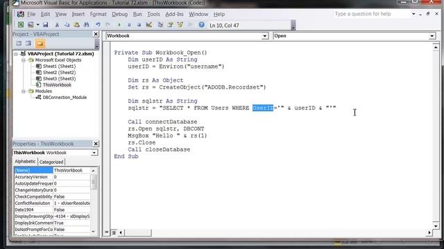 Excel 2010 VBA Tutorial 73 - ADODB - SQL WHERE Clause смотреть онлайн
