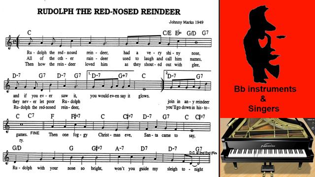 Rudolph The Red-Nosed Reindeer 120bpm Piano Accompaniment for Singers and Bb instrument смотреть онлайн
