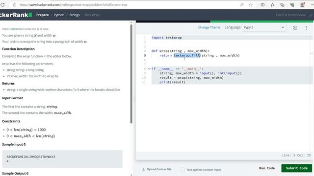 Hackerrank || Text Wrap || Python смотреть онлайн