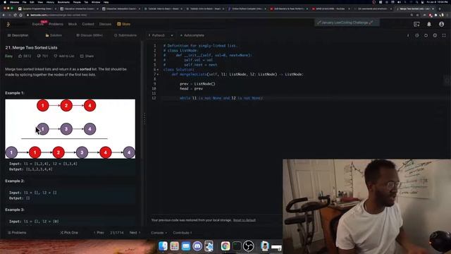 LeetCode #21 Merge Two Sorted Lists Explained - Python смотреть онлайн