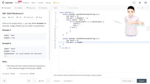 Leetcode 680 - Valid Palindrome (JAVA Solution Explained!) смотреть онлайн