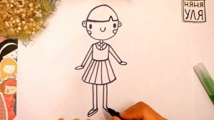 Как нарисовать ДЕВОЧКУ ШКОЛЬНИЦУ | Рисунки для детей | Няня Уля - Уроки рисования для детей