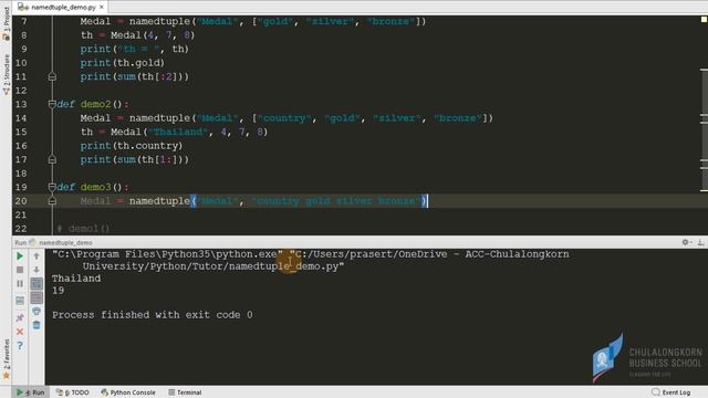 สอนไพธอน Python 3: การใช้ namedtuple (tuple ที่กำหนดชื่อให้กับสมาชิกภายในได้) смотреть онлайн