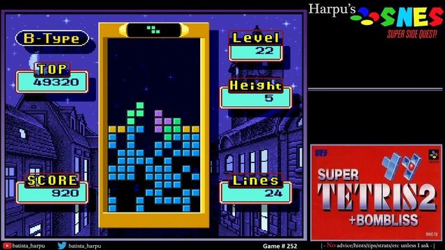 SNES Super Side Quest - Game # 252 - Super Tetris 2 + Bombliss [3/11]