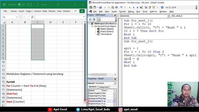 9. Tutorial VBA Excel Untuk Pemula | For Next Loop | смотреть онлайн
