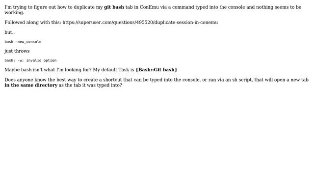 Duplicate Git Bash tab in ConEmu through command/script смотреть онлайн