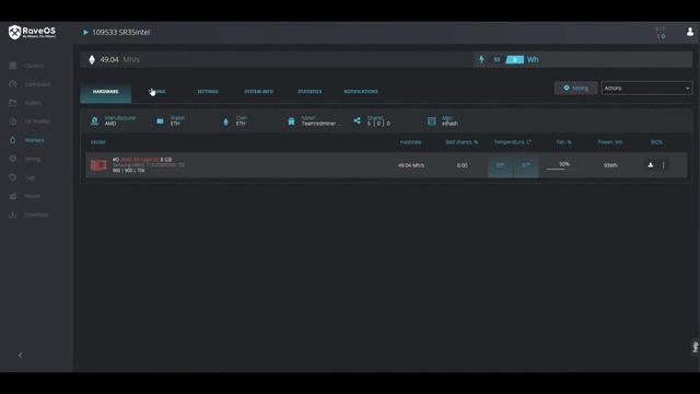 ☝️✋ 6 режимов работы VEGA. От 44Mh/s на 110Вт, до 58,6Mh/s на 210Вт. На примере RaveOS. смотреть онлайн