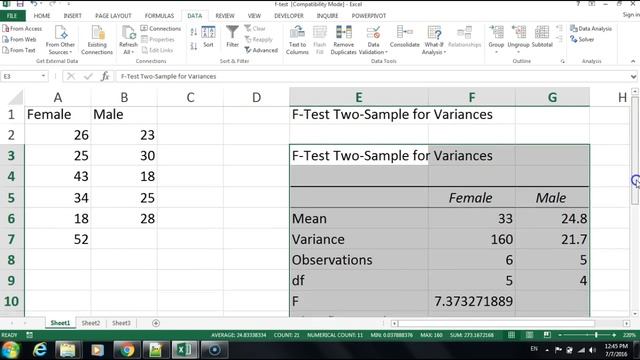 F- Test in Excel смотреть онлайн