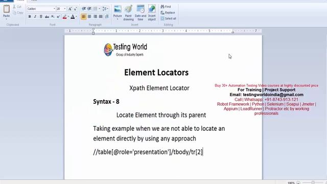 CSS & XPath Element Locators: Xpath Syntax- 8: Locate through its parent