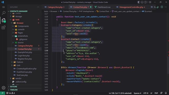 Update Contact Testing | Testing Via Dusk | SPA Contacts Manager in Laravel #21 #project смотреть онлайн