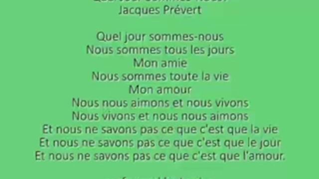Chanson - Prévert - Quel Jour Sommes Nous