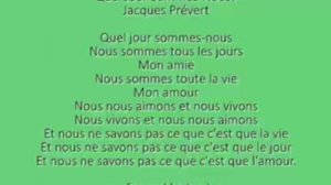 Chanson - Prévert - Quel jour sommes nous