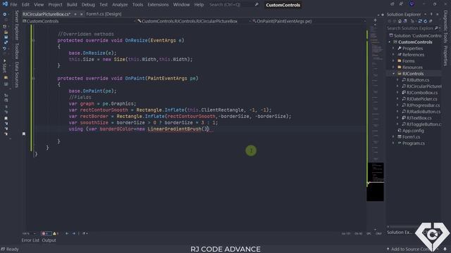 Circular Picture Box - Gradient color border, Line & Cap Styles - C# & WinForms смотреть онлайн