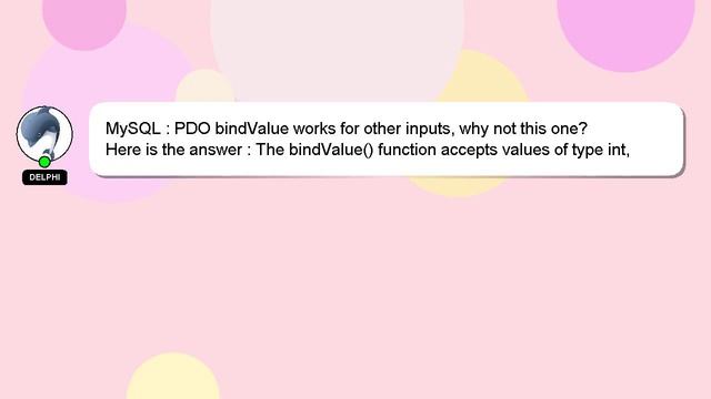 MySQL : PDO bindValue works for other inputs, why not this one? смотреть онлайн