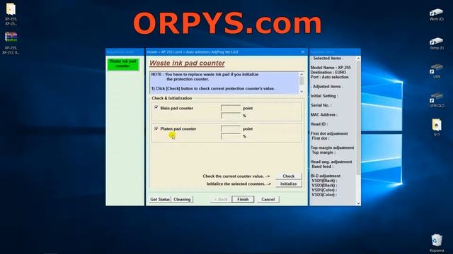 Epson XP-255, XP-257, XP-352, XP-355, XP-452, XP-455 сброс памперса/абсорбера (Adjustment Program) смотреть онлайн