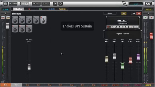 Hi-Z вход и процессор Digitech в пульте Soundcraft UI-12 смотреть онлайн