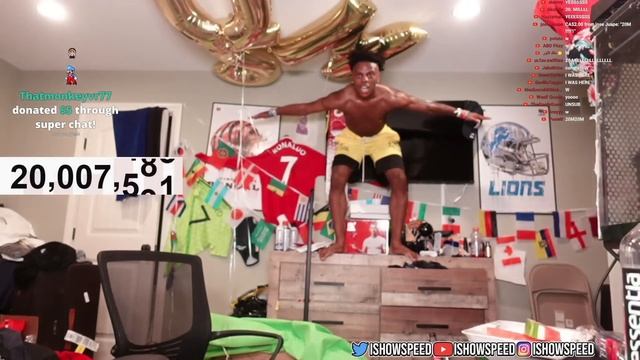 IShowSpeed Hits 20 MILLION SUBSCRIBERS AND JUMPS IN CAMERA
