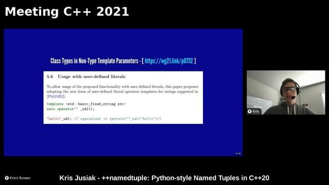++namedtuple: Python style Named Tuples in C++20 - Kris Jusiak - Meeting C++ 2021 смотреть онлайн
