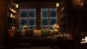 Звуки метели за окном и уютный камин