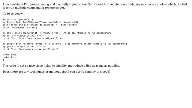 Code Review: Remotely collect server data using Net::OpenSSH Perl смотреть онлайн