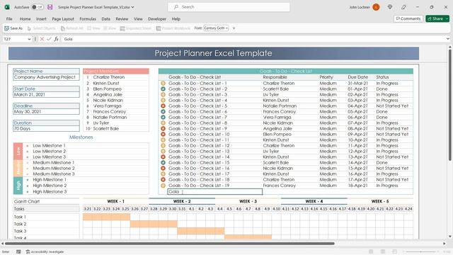 Project Planner Excel Template смотреть онлайн
