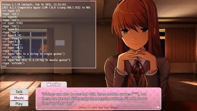 Types: Monika Teaches Us Python Episode 3- Monika After Story смотреть онлайн