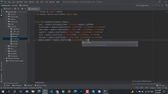 Create billing address models | Django e-commerce | Cleavercode Tutorials смотреть онлайн