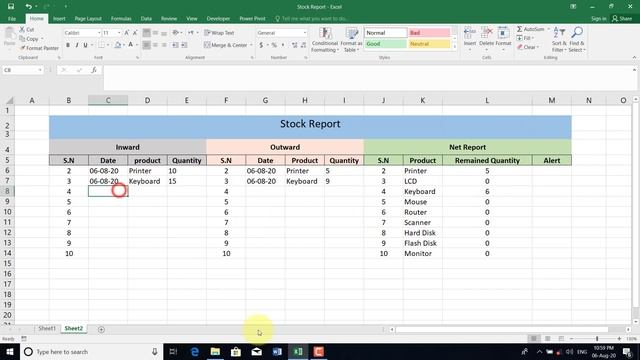 Ms.Excel Formula tab (Stock Record) смотреть онлайн