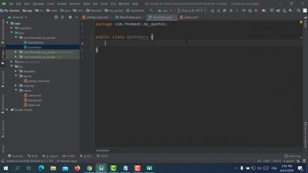 how to create quotes app in android studio