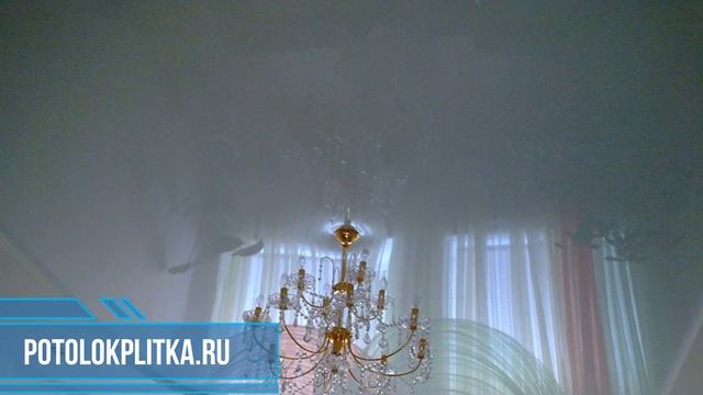 Установка глянцевых двухуровневых натяжных потолков в зале смотреть онлайн
