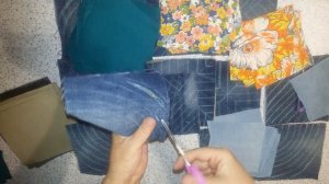 Джинсовый коврик в технике Синель.