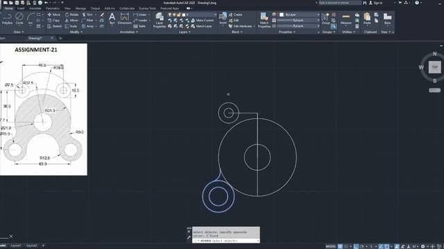 AutoCAD Tutorial-11 2D Mechanical Drawings || command with assignment 21 #autocad #21 смотреть онлайн