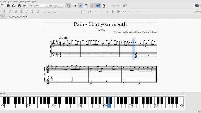 Pain - Shut your mouth (Intro) - Sheet Music Transcription смотреть онлайн
