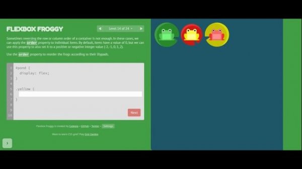 Learn CSS Flexbox the fun way! - Flexbox Froggy (Level 1-24)
