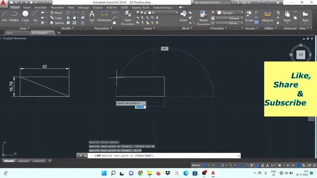 Practice_001, 2D Drawing Practice for Beginners #Rpandeytutorials Using Line or Polyline; #autocad смотреть онлайн
